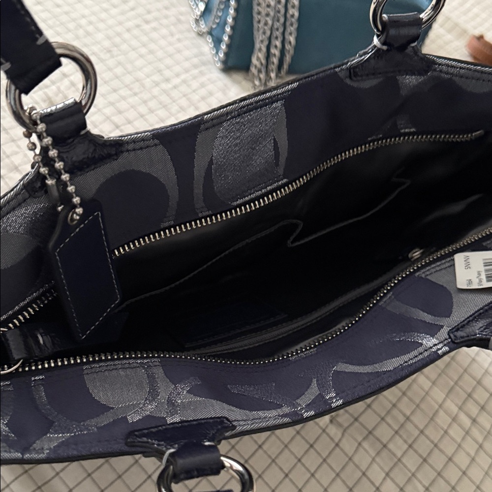 NWT COACH Gal Opt Met Signature Tote,shoulder bag size Medium 3H00066983 Blue - Picture 14 of 16